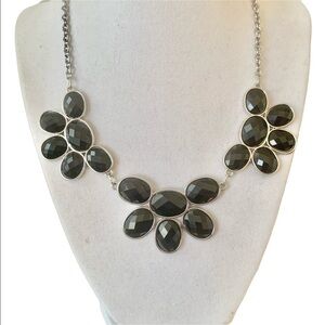 Black Floral Statement Necklace with Adjustable Chain‎